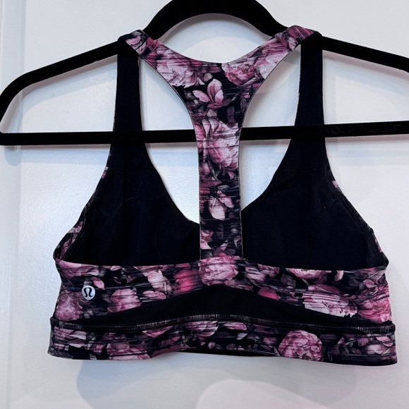 LULULEMON BREAK FREE PEONY FLORAL BLACK MESH YOGA GYM SPORTS BRA SIZE 6 - Picture 7 of 7